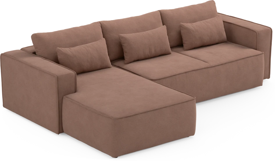 Ide - Bäddsoffa 3-sits med schäslong vänster - Rosa