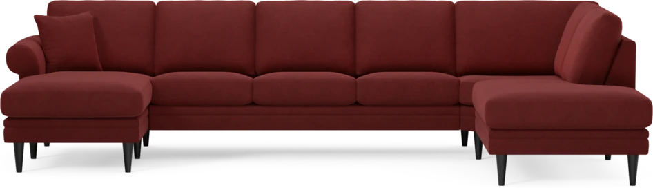 Eden - 3-sits soffa med schäslong vänster och divan höger - Röd