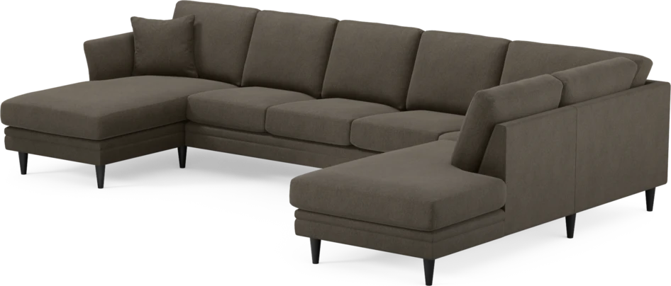 Eden - 3-sits soffa med schäslong vänster och divan höger - Brun