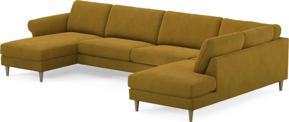 Bridge - 3-sits soffa med schäslong vänster och divan höger - Gul
