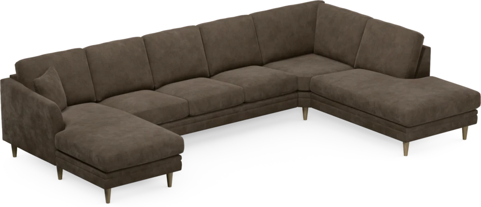Eden - 3-sits soffa med schäslong vänster och divan höger - Brun