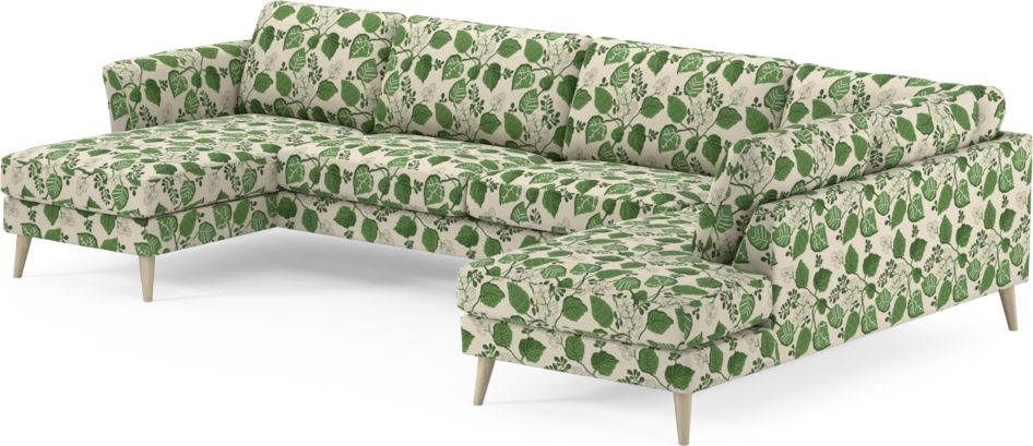 Bridge - 3-sits soffa med schäslong vänster och divan höger - Grön