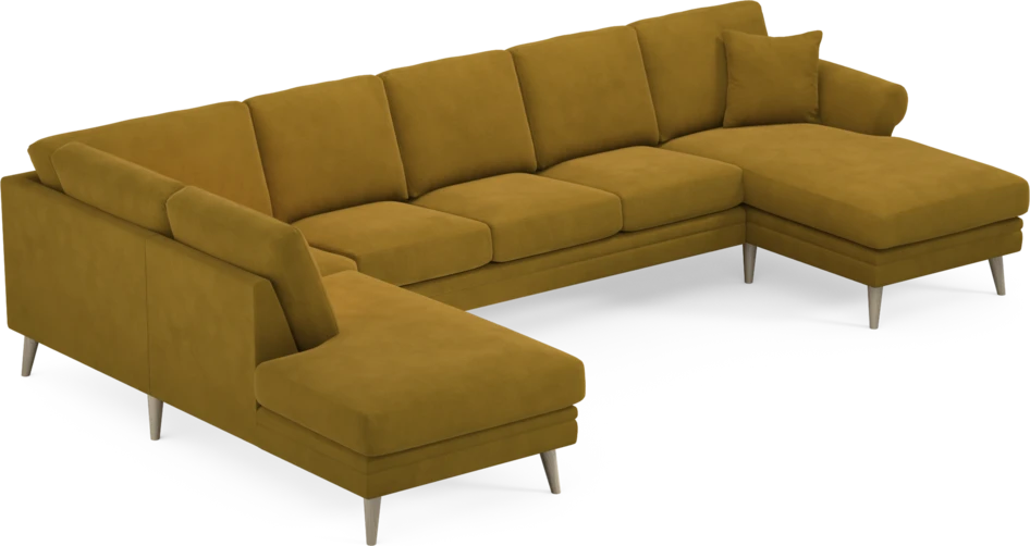 Eden - 3-sits soffa med divan vänster och schäslong höger - Gul