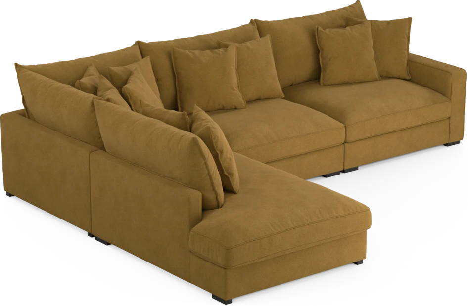 Rossi - 3-sits soffa med divan vänster - Gul