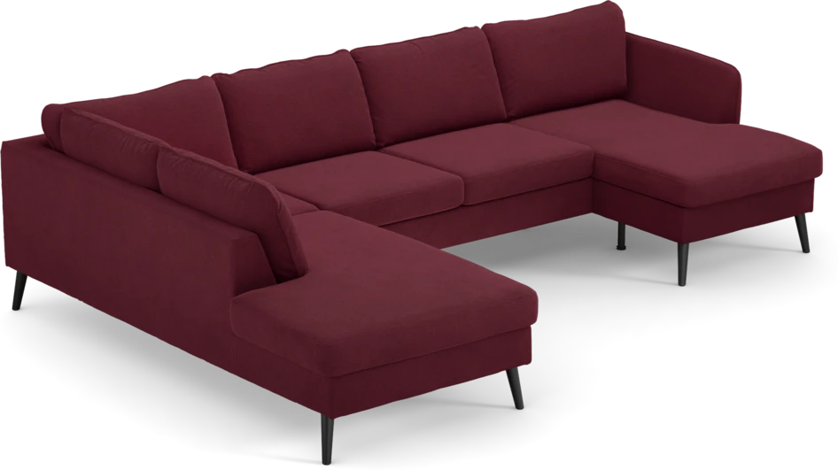 County - 3-sits soffa med divan vänster och schäslong höger - Röd