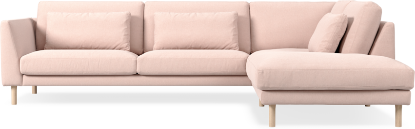 Willow - 3-sits soffa med divan höger, fast klädsel - Rosa
