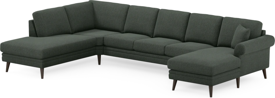 Eden - 3-sits soffa med divan vänster och schäslong höger - Grön
