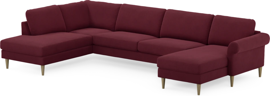 Bridge - 3-sits soffa med divan vänster och schäslong höger - Röd