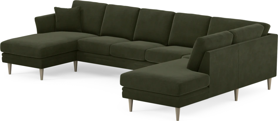 Eden - 3-sits soffa med schäslong vänster och divan höger - Grön