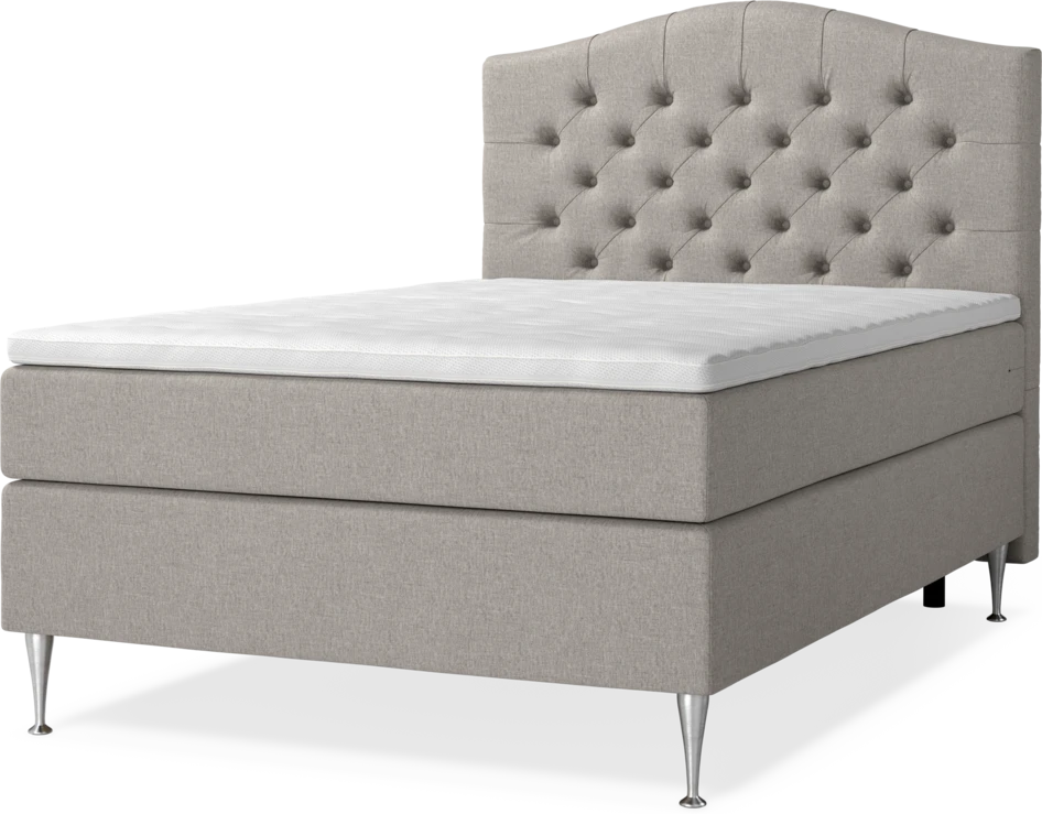 New York Supreme - Kontinentalsäng, enkelsäng med bäddmadrass, sängben och sänggavel välvd - Grå