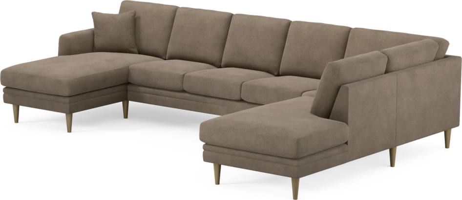 Eden - 3-sits soffa med schäslong vänster och divan höger - Brun