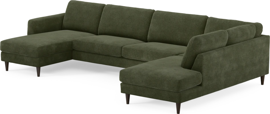 Bridge - 3-sits soffa med schäslong vänster och divan höger - Grön