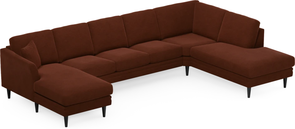 Eden - 3-sits soffa med schäslong vänster och divan höger - Orange