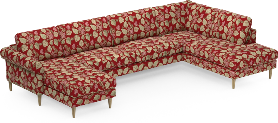 Bridge - 3-sits soffa med schäslong vänster och divan höger - Röd