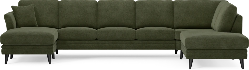Eden - 3-sits soffa med schäslong vänster och divan höger - Grön