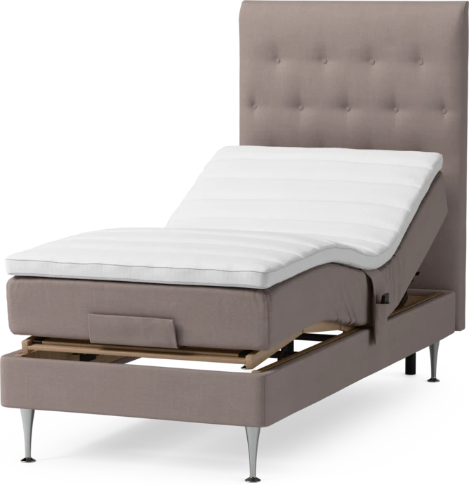 Roma Family, Ställbar säng, enkelsäng med bäddmadrass och sänggavel pikerad, B 90-120