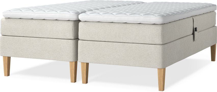 Delux Sense - Ställbar säng, dubbelsäng med bäddmadrass - Beige