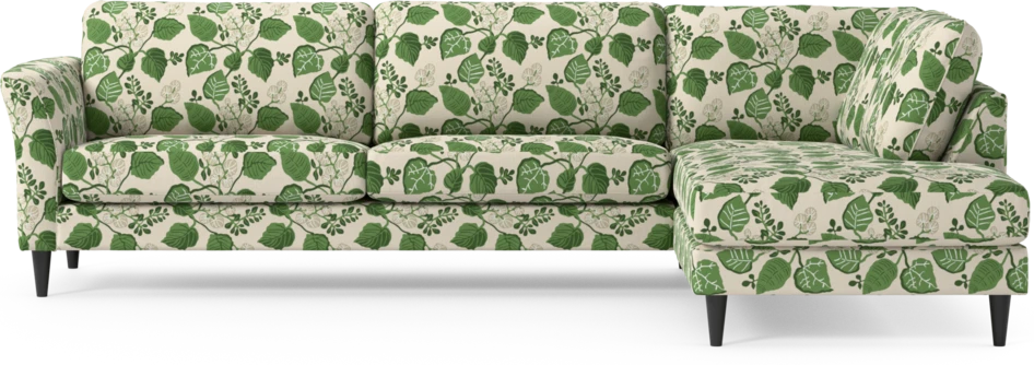 Bridge - 3-sits soffa med divan höger - Grön