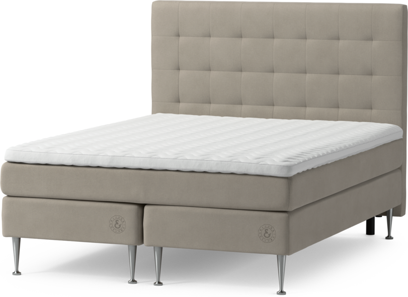 Särö - Kontinentalsäng, dubbelsäng med bäddmadrass och Bris sänggavel