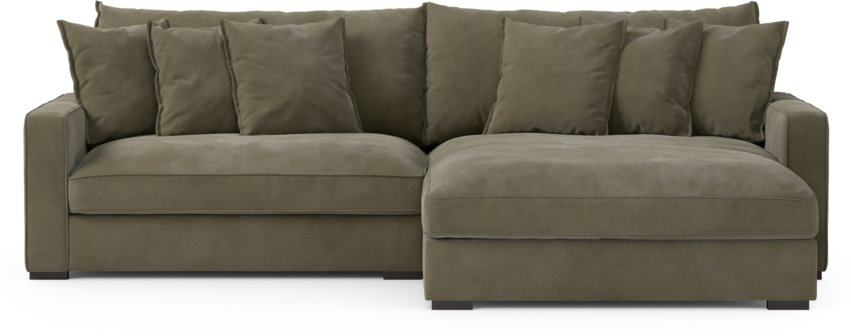 Rossi - 2-sits soffa med schäslong XL höger - Grön
