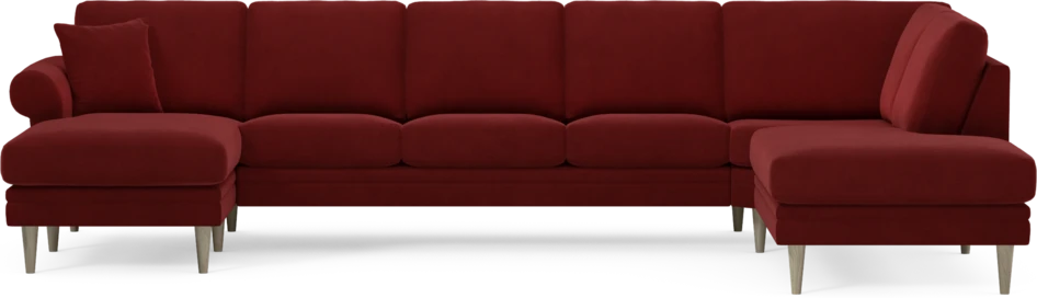 Eden - 3-sits soffa med schäslong vänster och divan höger - Röd
