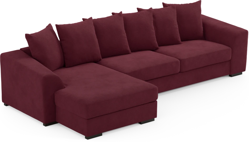 Town - 3-sits soffa med schäslong vänster - Röd