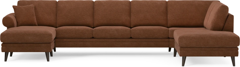 Eden - 3-sits soffa med schäslong vänster och divan höger - Orange