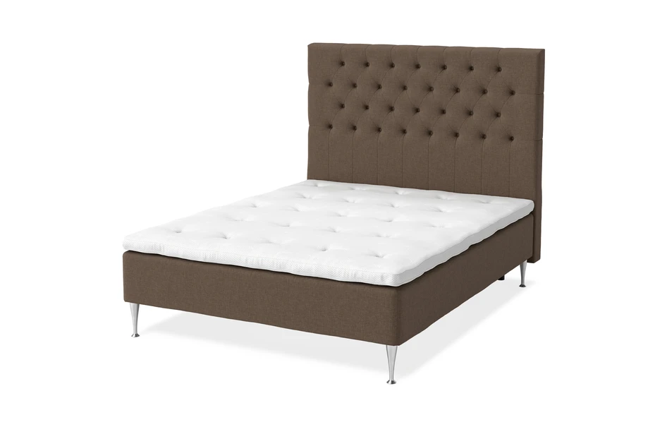 Sense Delux - Ramsäng, dubbelsäng med bäddmadrass Sleep Delux vit - Brun