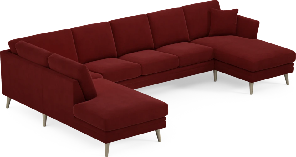 Eden - 3-sits soffa med divan vänster och schäslong höger - Röd