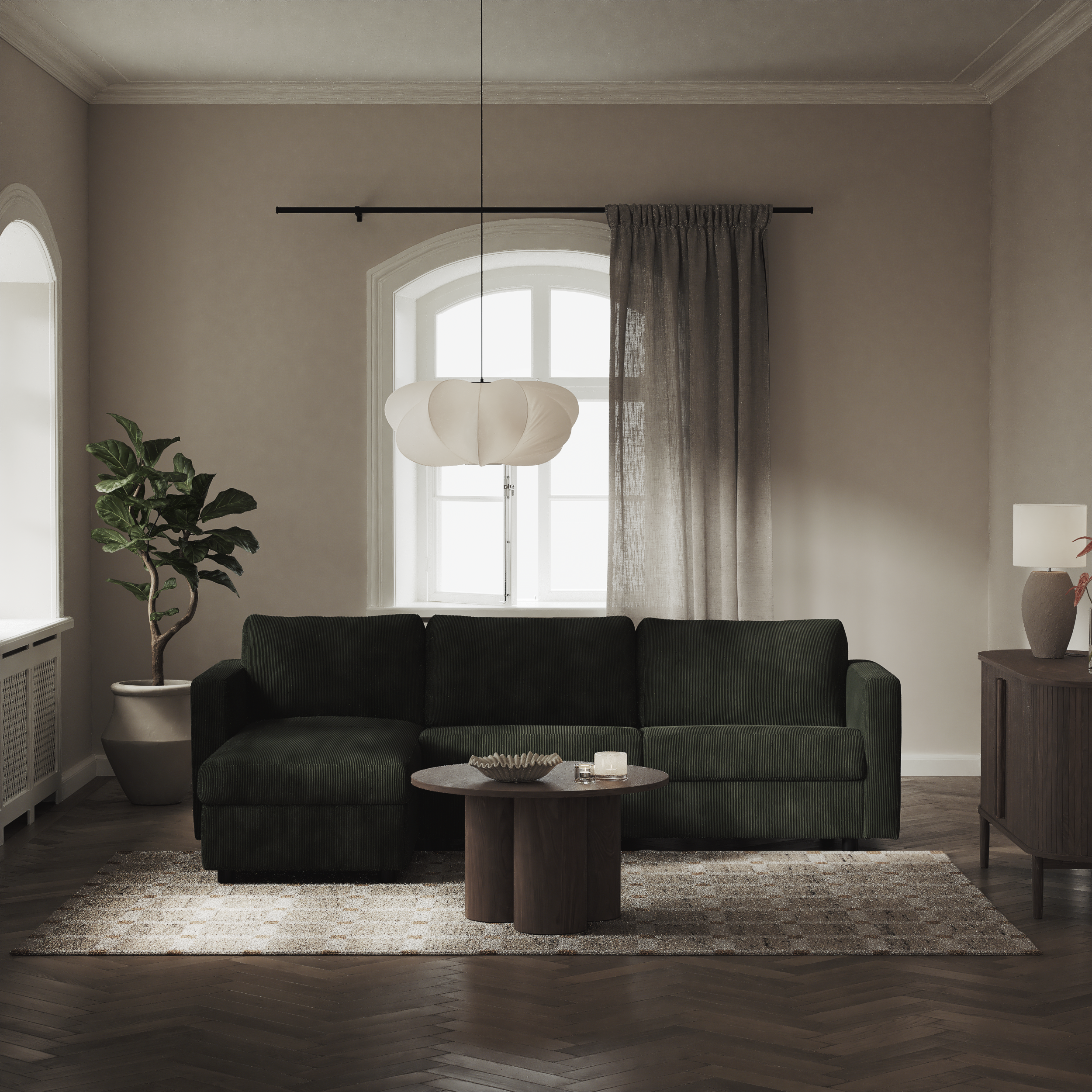 Lindö - Bäddsoffa 2,5-sits med schäslong, vändbar - inspiration