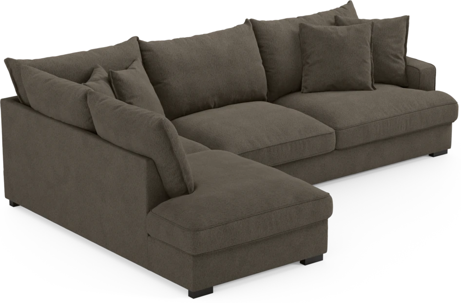 Mila - 3-sits soffa med divan vänster - Brun