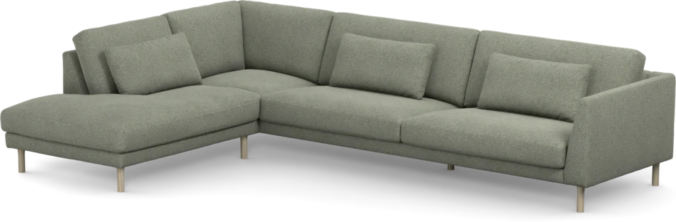 Willow - 4-sits soffa med divan vänster, fast klädsel - Grön