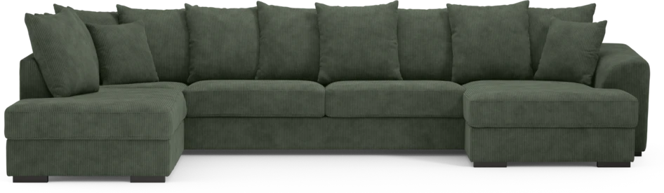 Town - 3-sits soffa med divan vänster och schäslong höger - Grön