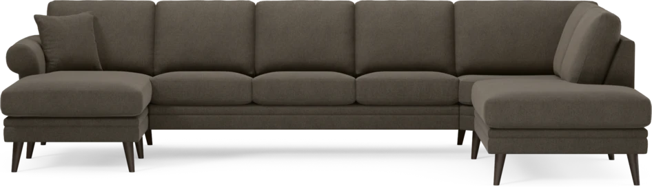 Eden - 3-sits soffa med schäslong vänster och divan höger - Brun