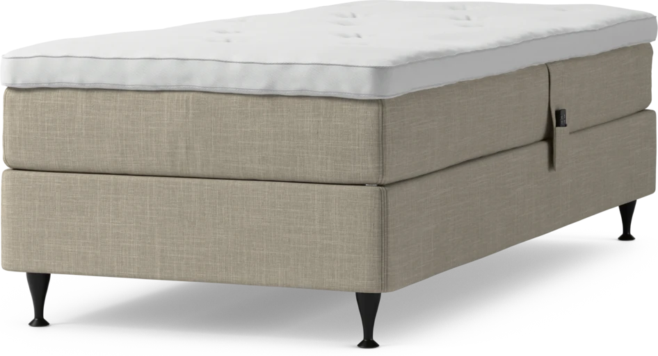 Delux Sense - Ställbar säng, enkelsäng med bäddmadrass och sängben - Beige