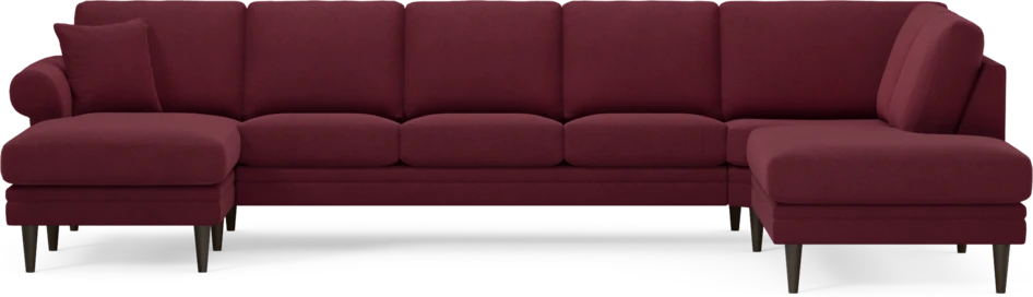 Eden - 3-sits soffa med schäslong vänster och divan höger - Röd