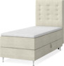 New York - Förvaringssäng, enkelsäng med bäddmadrass, sängben och sänggavel trensad - Beige
