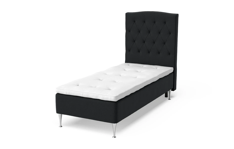 Sense Delux - Ramsäng, enkelsäng med bäddmadrass Sleep Delux vit - Svart