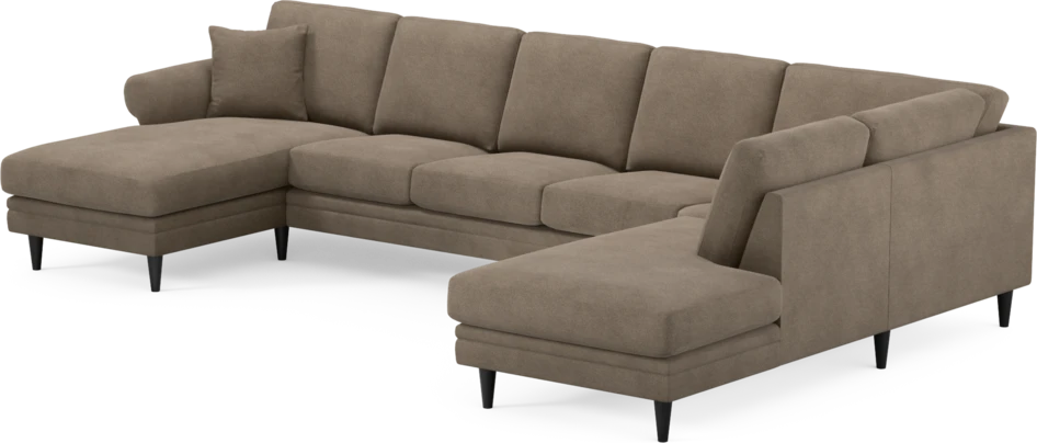 Eden - 3-sits soffa med schäslong vänster och divan höger - Brun