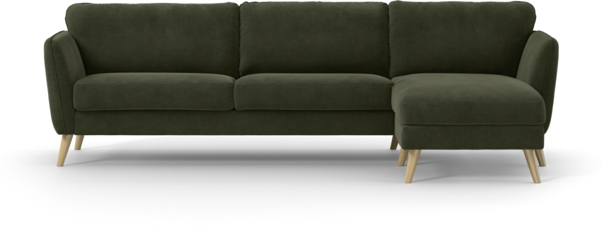 Bridge - 3-sits soffa med schäslong höger - Grön