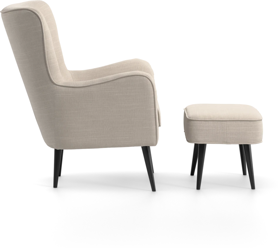 Cordelia - Fåtölj med fotpall - Beige