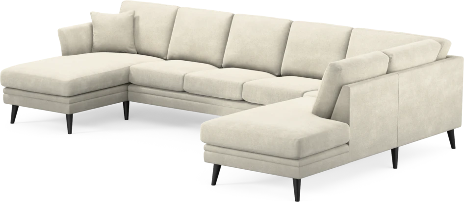 Eden - 3-sits soffa med schäslong vänster och divan höger - Vit