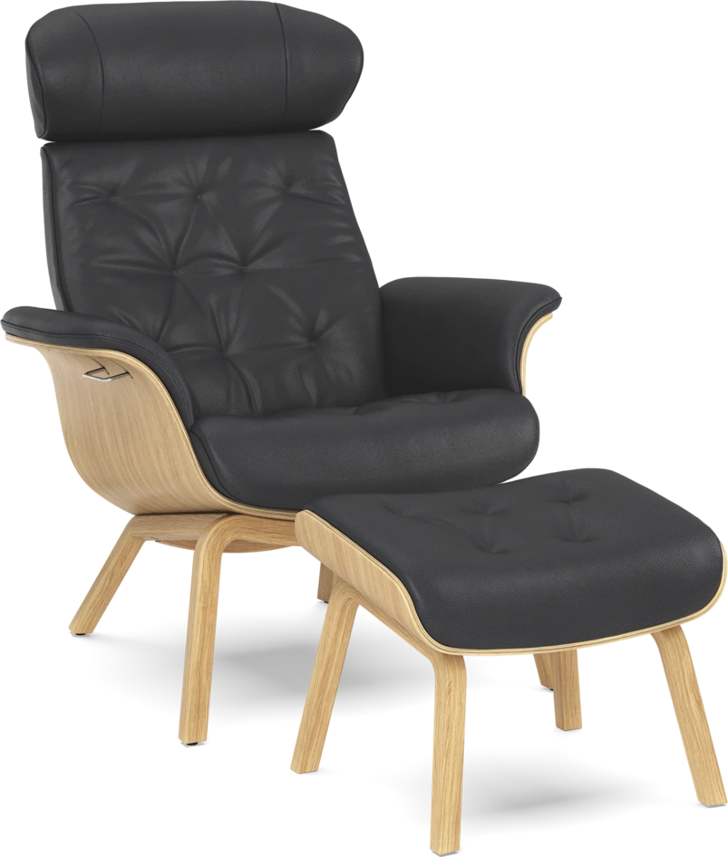 Timeout - Fåtölj och fotpall pikérad - Svart