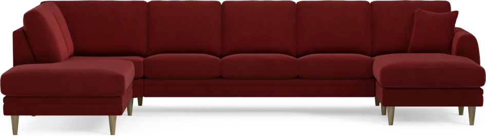 Eden - 3-sits soffa med divan vänster och schäslong höger - Röd