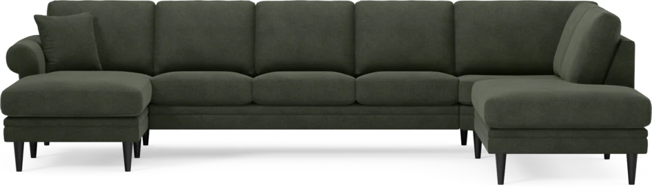 Eden - 3-sits soffa med schäslong vänster och divan höger - Grön