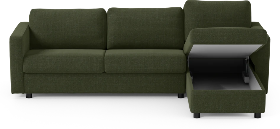 Lindö - Bäddsoffa 2,5-sits med schäslong, vändbar - Grön