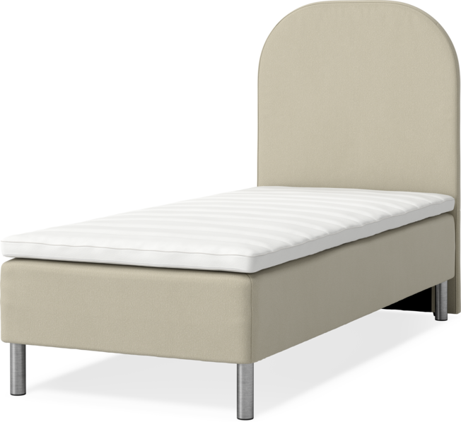 Roma Family - Ramsäng, enkelsäng med bäddmadrass och sänggavel slät, B 90-120 - Beige
