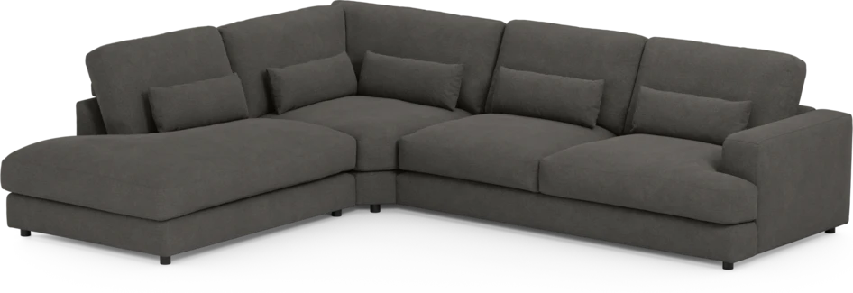 Noma - 3-sits soffa med divan vänster - Brun