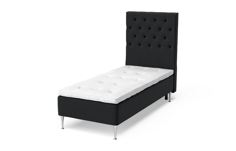 Sense Delux - Ramsäng, enkelsäng med bäddmadrass Sleep Delux vit - Svart