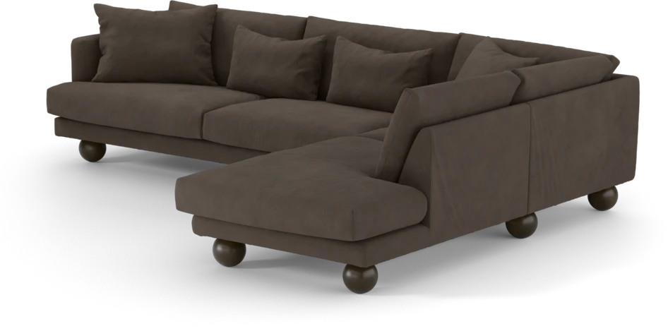 Harper - 3-sits soffa med divan höger - Brun